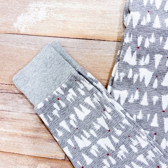 LA VIE EN ROSE Grey waffle pajama bottoms with fir tree pattern - Picture 3 of 8